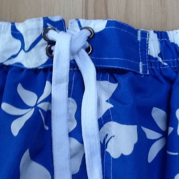 Men's Blue Hawaiian Print Swim Trunks Sz XL - Picture 4 of 8